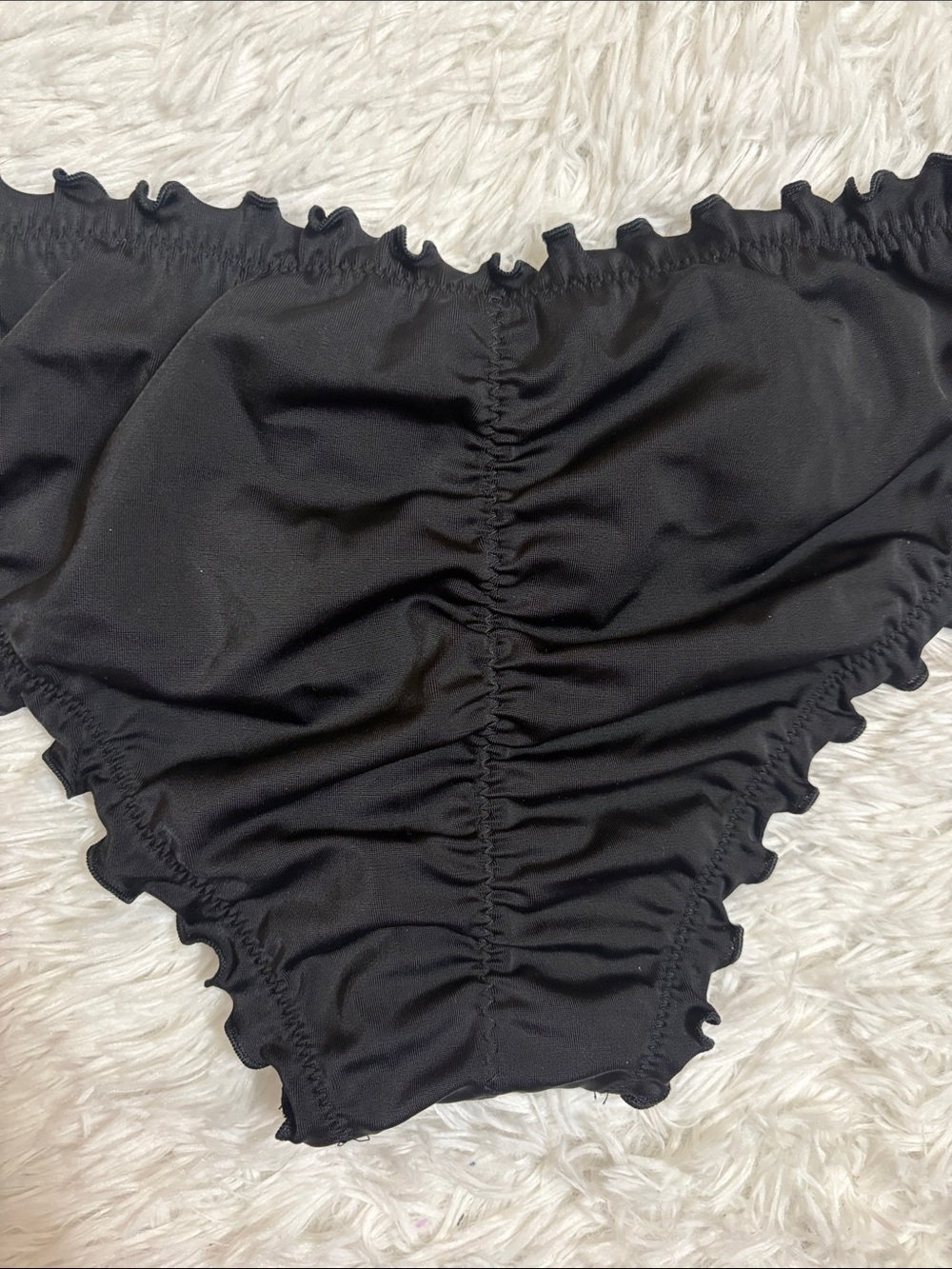NWT Shade & Shore Black Ruffle Trim Low Rise Cheeky Scrunch Butt Swim Bottoms XS - Picture 6 of 11